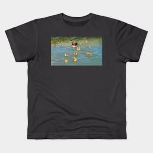 Canada Goose and Its Goslings Swimming Kids T-Shirt